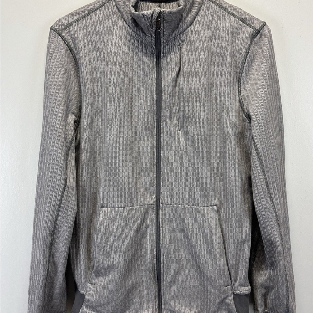 Lululemon Textured Tech Bomber Jacket Men’s Grey Herringbone Full Zip